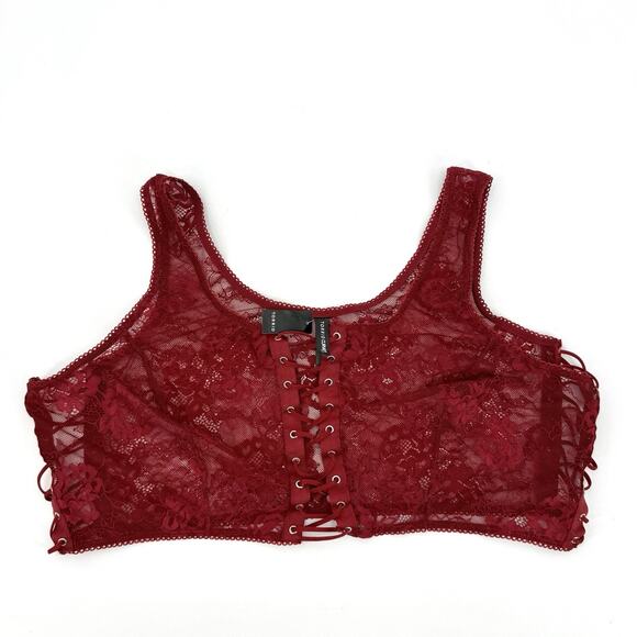Torrid Curve Bralette Womens 4 Plus Red Lace Stretch Lingerie Top Feminine - Picture 1 of 6